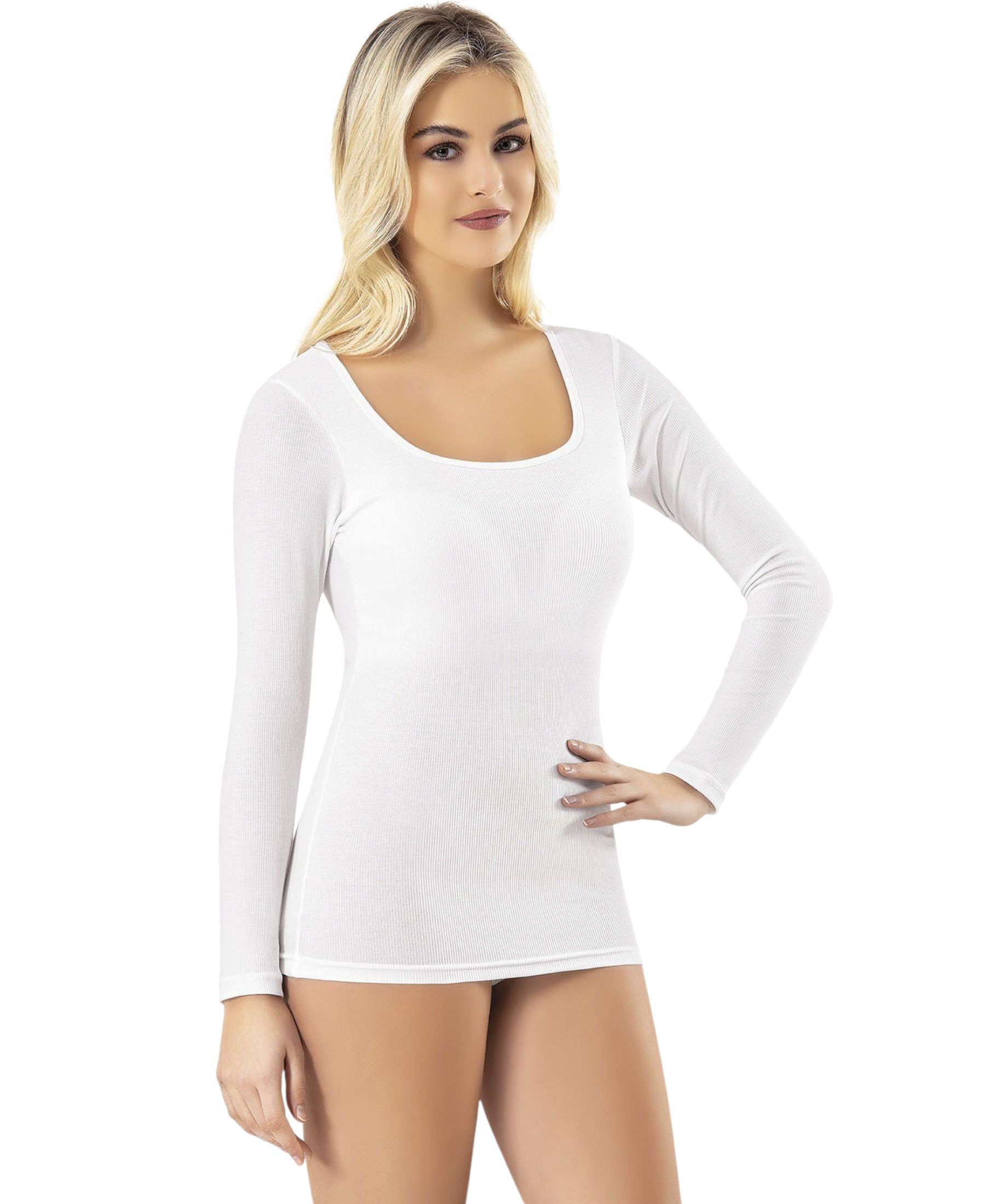 fashionshowcase Shirttop Damen Langarmshirt Modal-Rippshirt mit günstig online kaufen