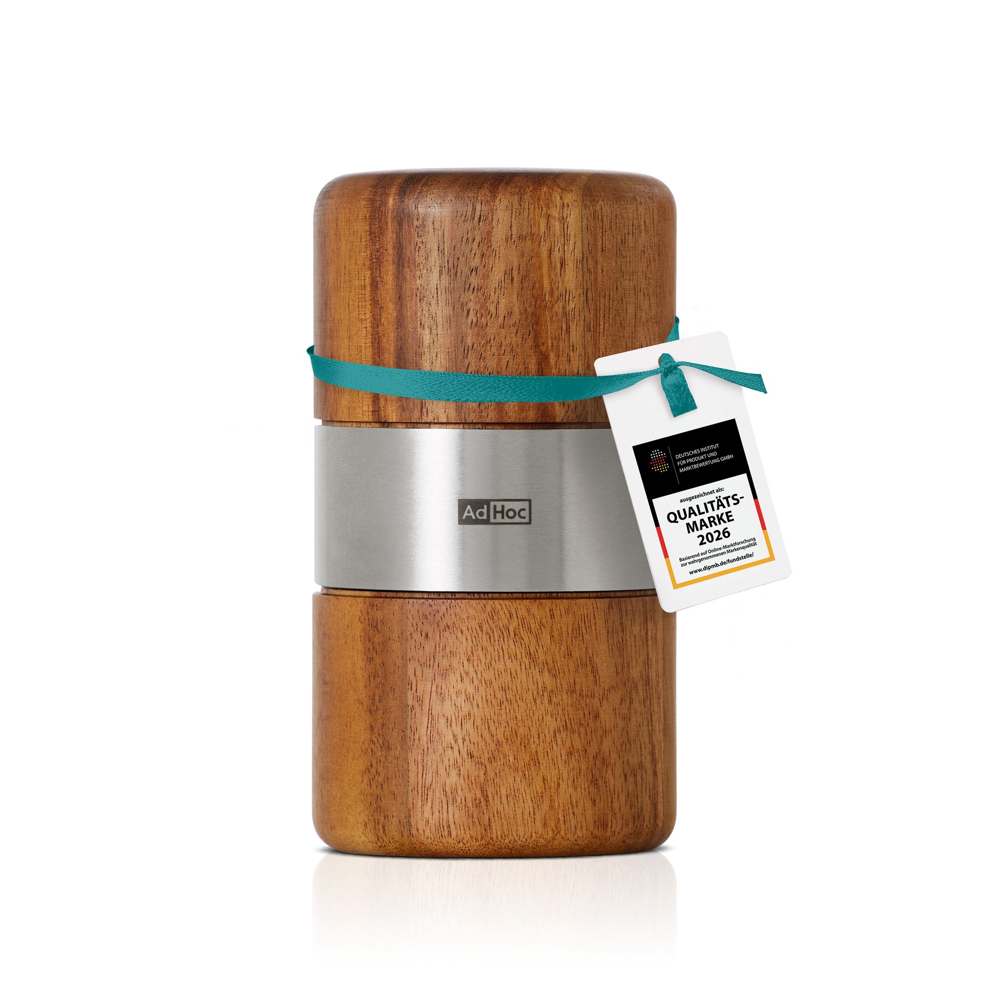 AdHoc Muskatmühle aus Holz MUSKATO manuell, hochwertige Gewürzmühle, auch für Tonkabohnen