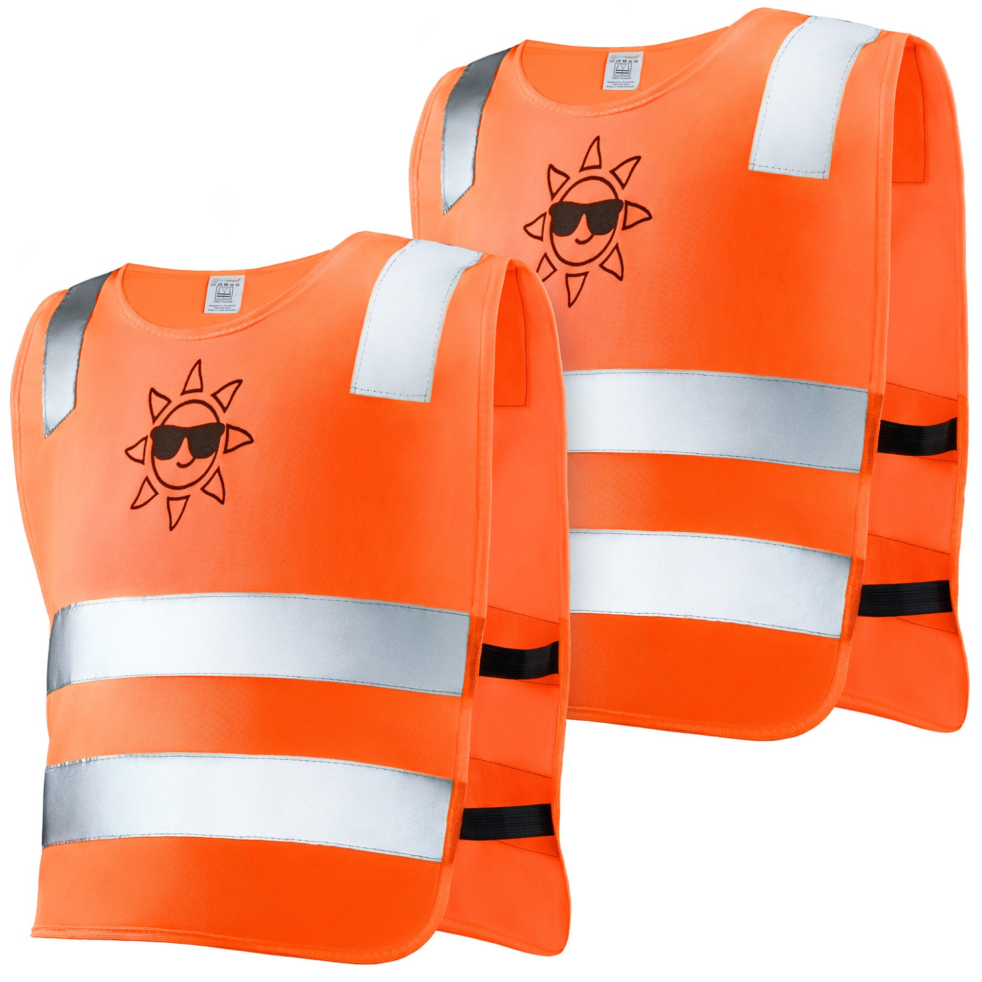 Warnweste 2 Kinder Warnwesten Sicherheitsweste Orange