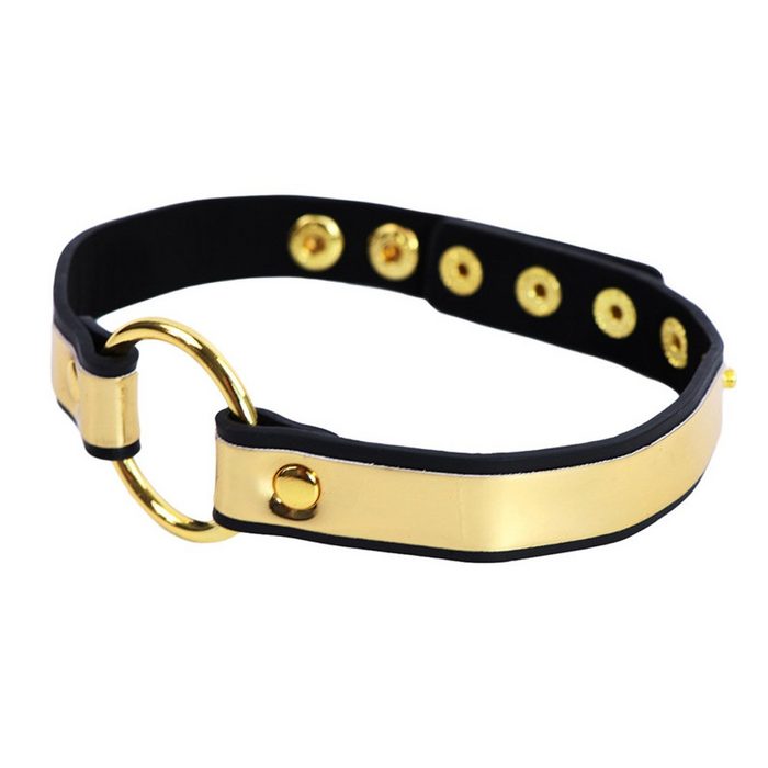 Sandritas Erotik-Halsband Halsband mit Ring Sklave Gold Schwarz Bondage BDSM SM
