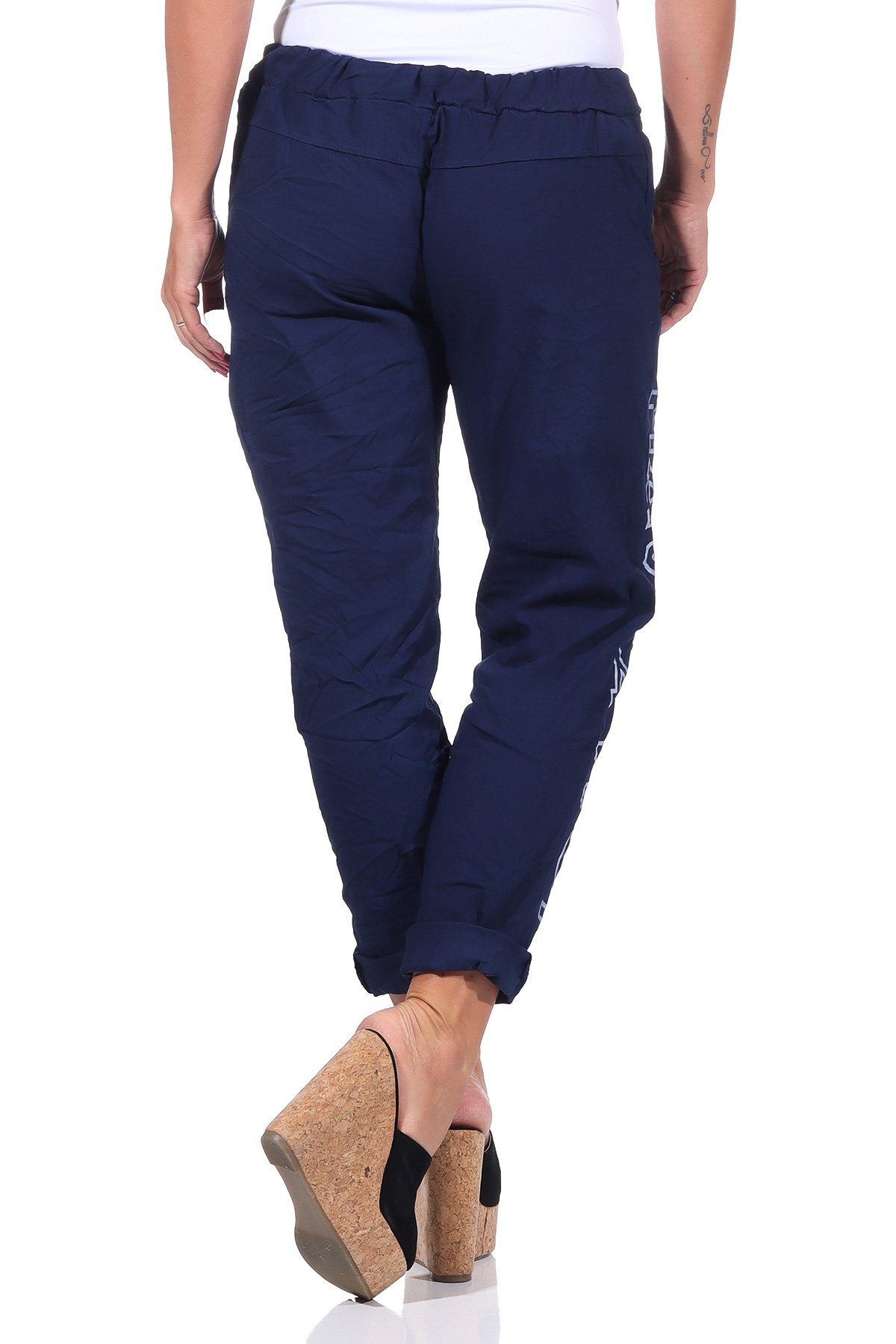 Mississhop Jogginghose Damen Hose Freizeithose Stoffhose Boyfriend Stretch Hose M.349