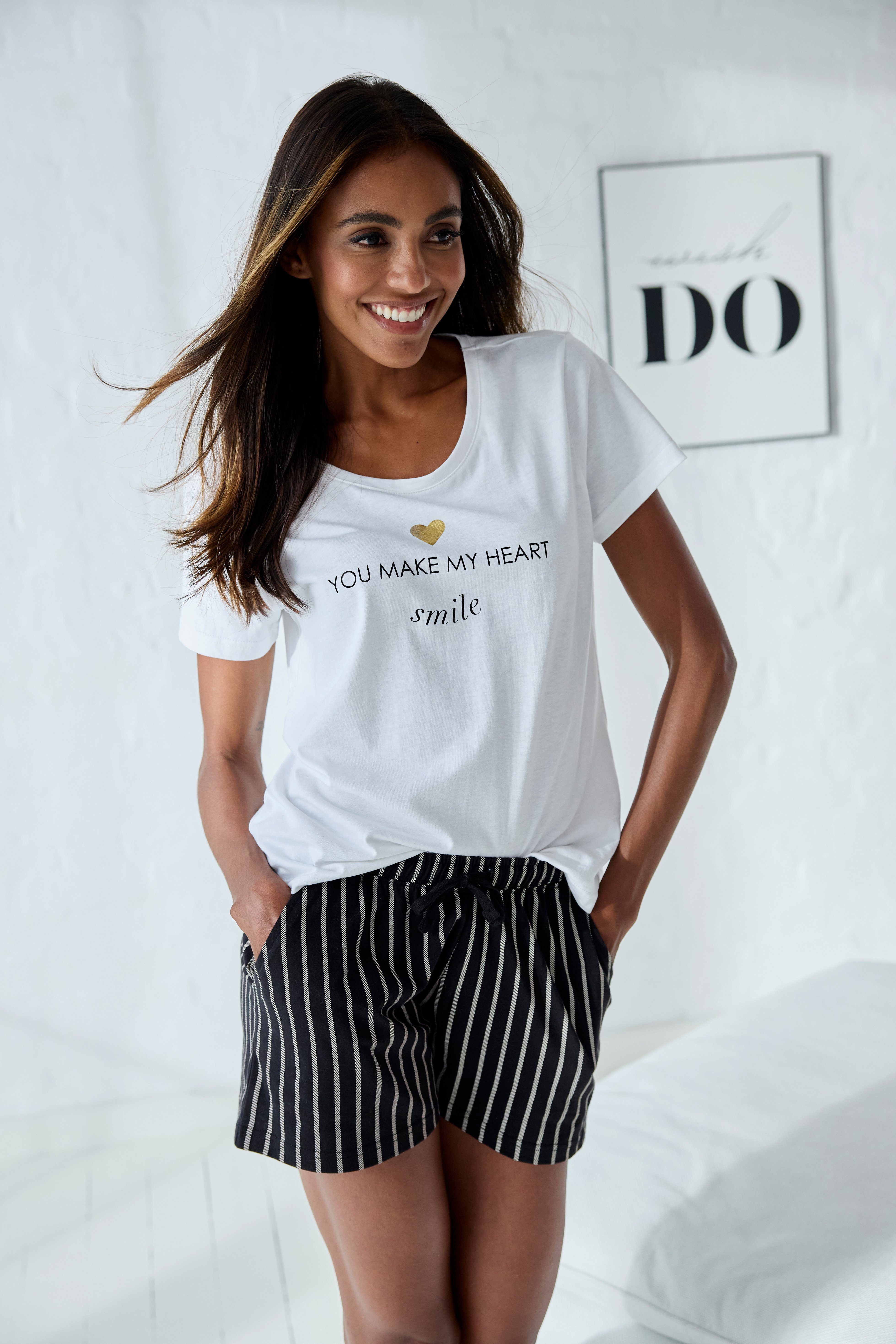 Vivance Dreams Pyjamaoberteil mit Foliendruck