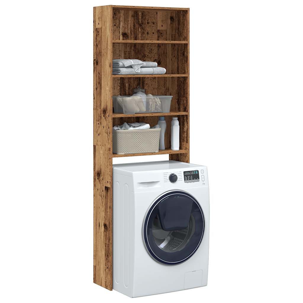 vidaXL Badregal NA Waschmaschinenregal Altholz-Optik 64x24x190 cm