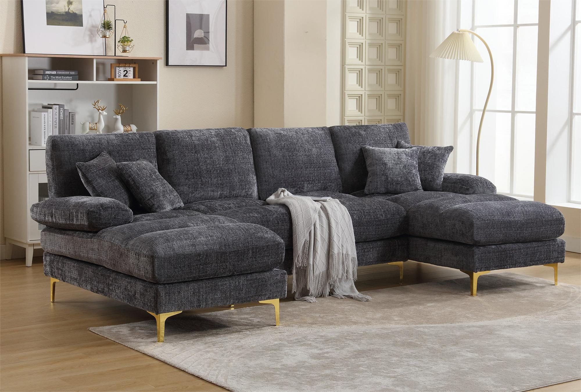 LVHOM Loungesofa mit Ottomane, 272x136x88 cm (LxBxH), frei Kombination, 4-6 günstig online kaufen