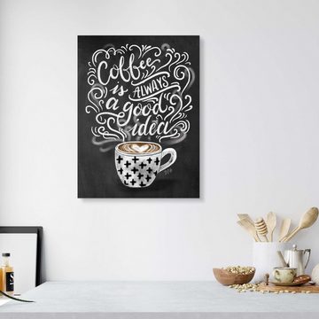 Posterlounge Alu-Dibond-Druck Lily & Val, Kaffee ist immer eine gute Idee (Englisch), Wohnzimmer Illustration