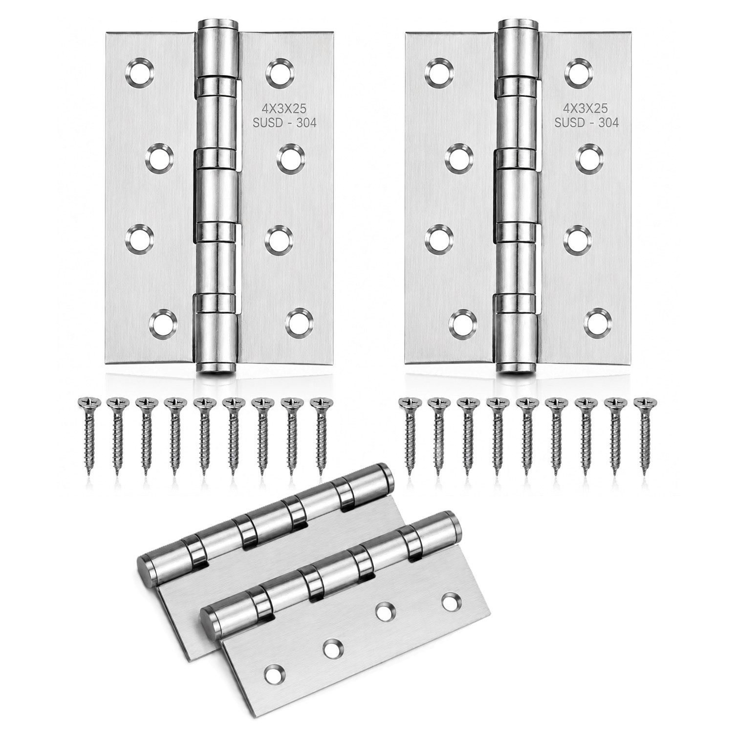HOOZ Türbeschlag Scharniere Klappbar 304 Edelstahl 98mm – Kugelgelagert – 4er Set (Set, 4 St., 4 Scharniere inkl. Edelstahlschrauben), 315° Öffnungswinkel, Schwerlast-Ausführung, rostfrei, inkl. Schrauben