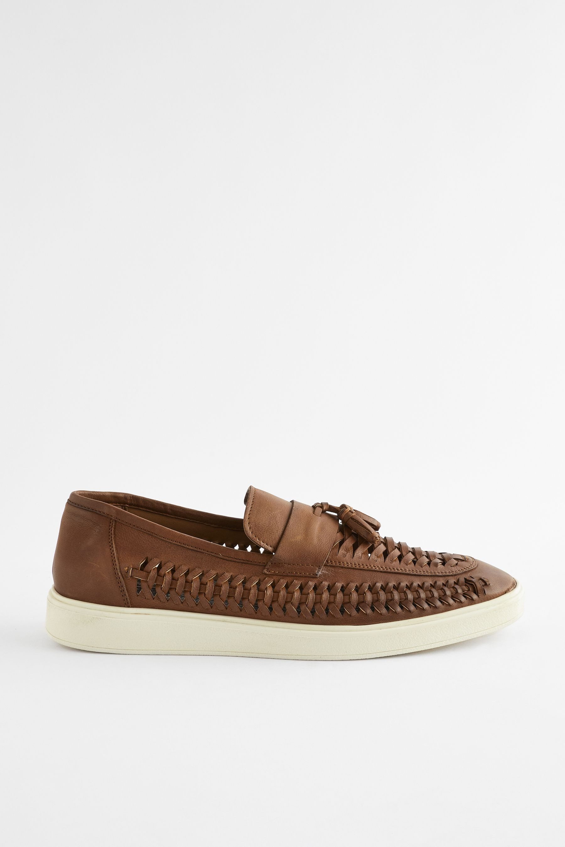 Lederslipper mit geflochtenem Steg Loafer