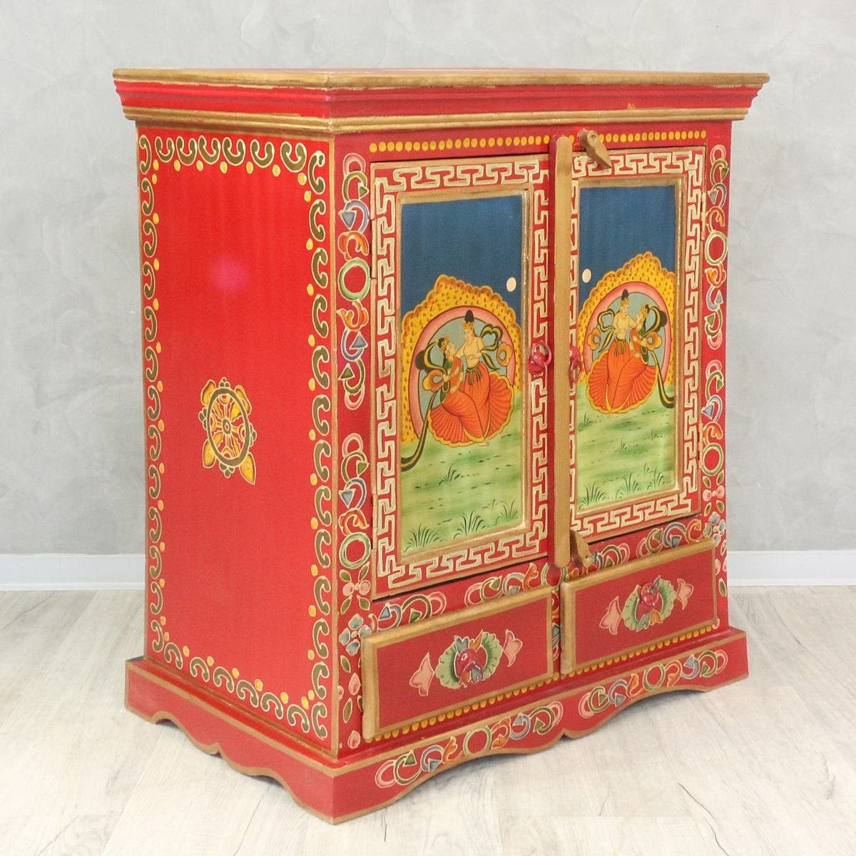 Tibet Rot 90 cm Sarma Mehrzweckschrank Handarbeit Galerie Oriental Wandschrank