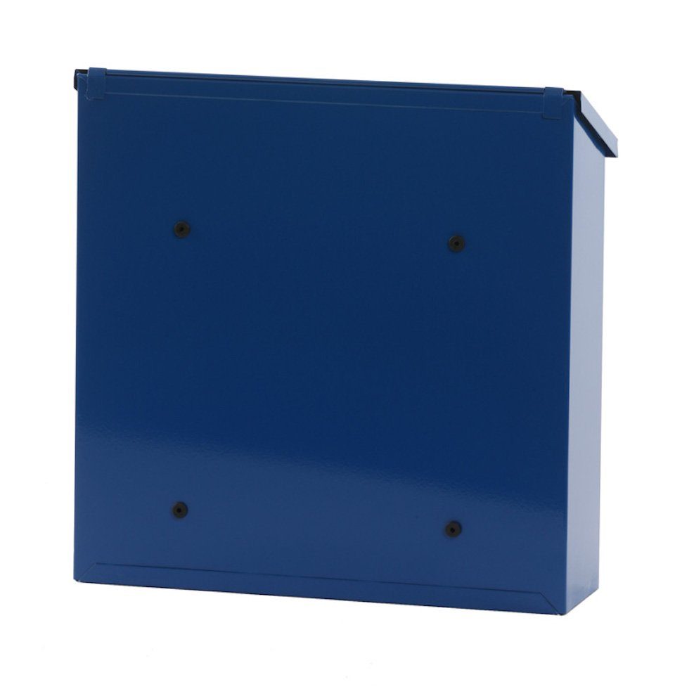 PROREGAL® Silber Wandbriefkasten / Blau Edelstahl Wandbriefkasten Zylinderschloss, mit Malagan