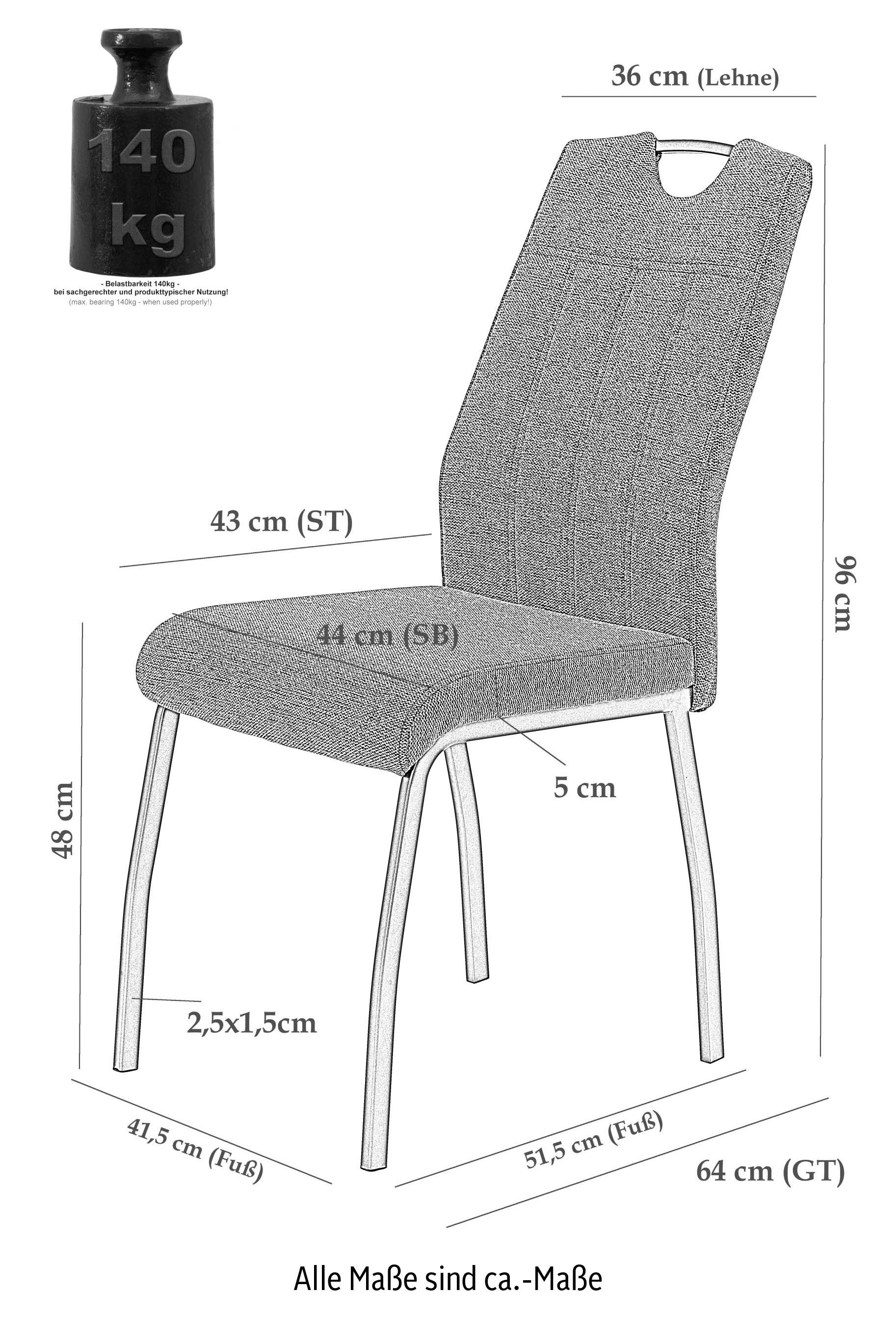 HELA 4-Fußstuhl ELIF (Set, St), 140 Kg 2 Belastbar