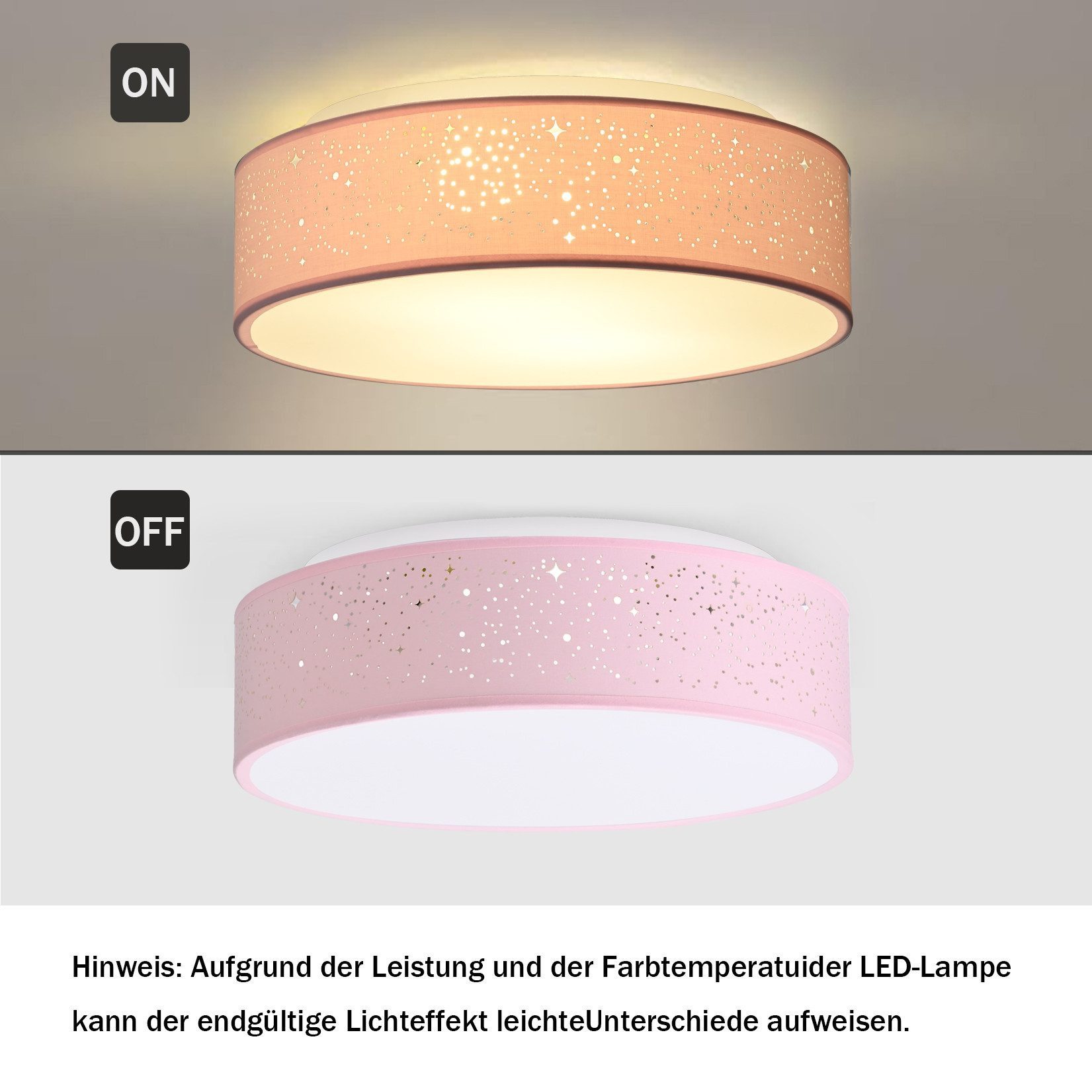 Zedelmaier Lampenschirm Deckenleuchte Deckenlampe Stoff mit Sterne Kinderzimmerlampe, ohne Leuchtmittel, für Kinderzimmer Schlafzimmer Wohnzimmer Flur