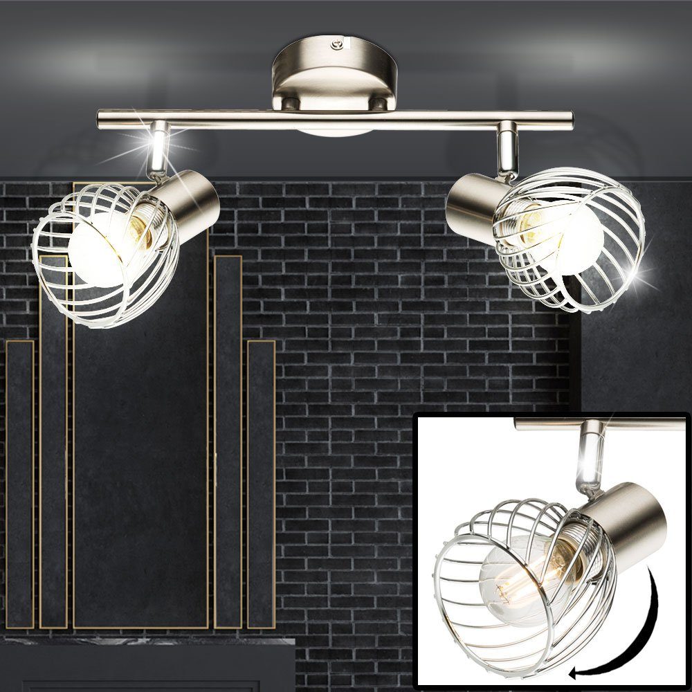 Wandleuchte, Leuchtmittel Spots- Chrom Lampe Decken Ess Käfig Design Zimmer inklusive, Strahler LED Warmweiß, etc-shop