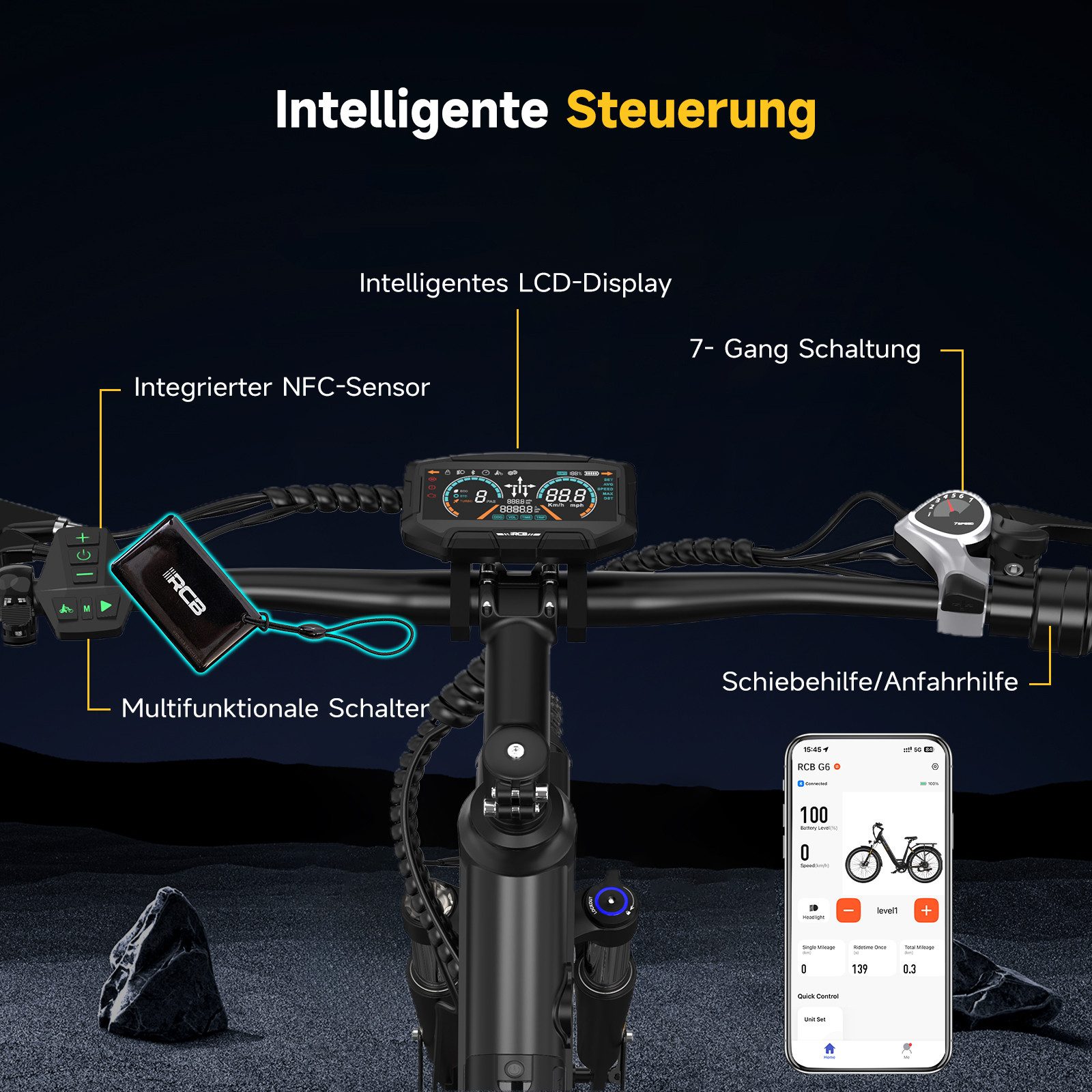 RCB E-Bike Pedelec G6 für Stadt und Gelände,27,5 Zoll Damen Elektrofahrrad,13Ah,60-100 km, 7 Gang, Heckmotor, 468 Wh, APP&NFC,ebike Damen,Gepäckträger hinten,max. Geschwindigkeit: 25 km/h