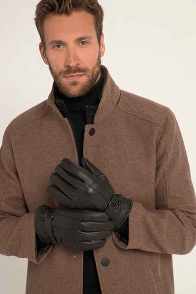 JP1880 Strickhandschuhe Leder-Handschuhe Echtleder Warmfutter Riegel