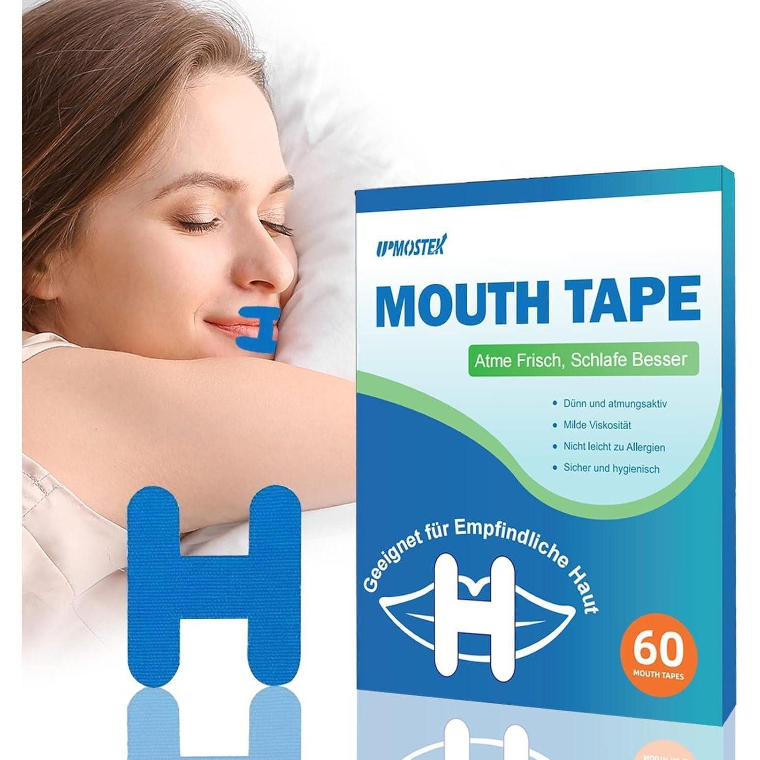 LuxusKollektion Schnarchstopper Mundtape H Form 60 Stück Schnarchhilfe Nasenatmung Männer Blue