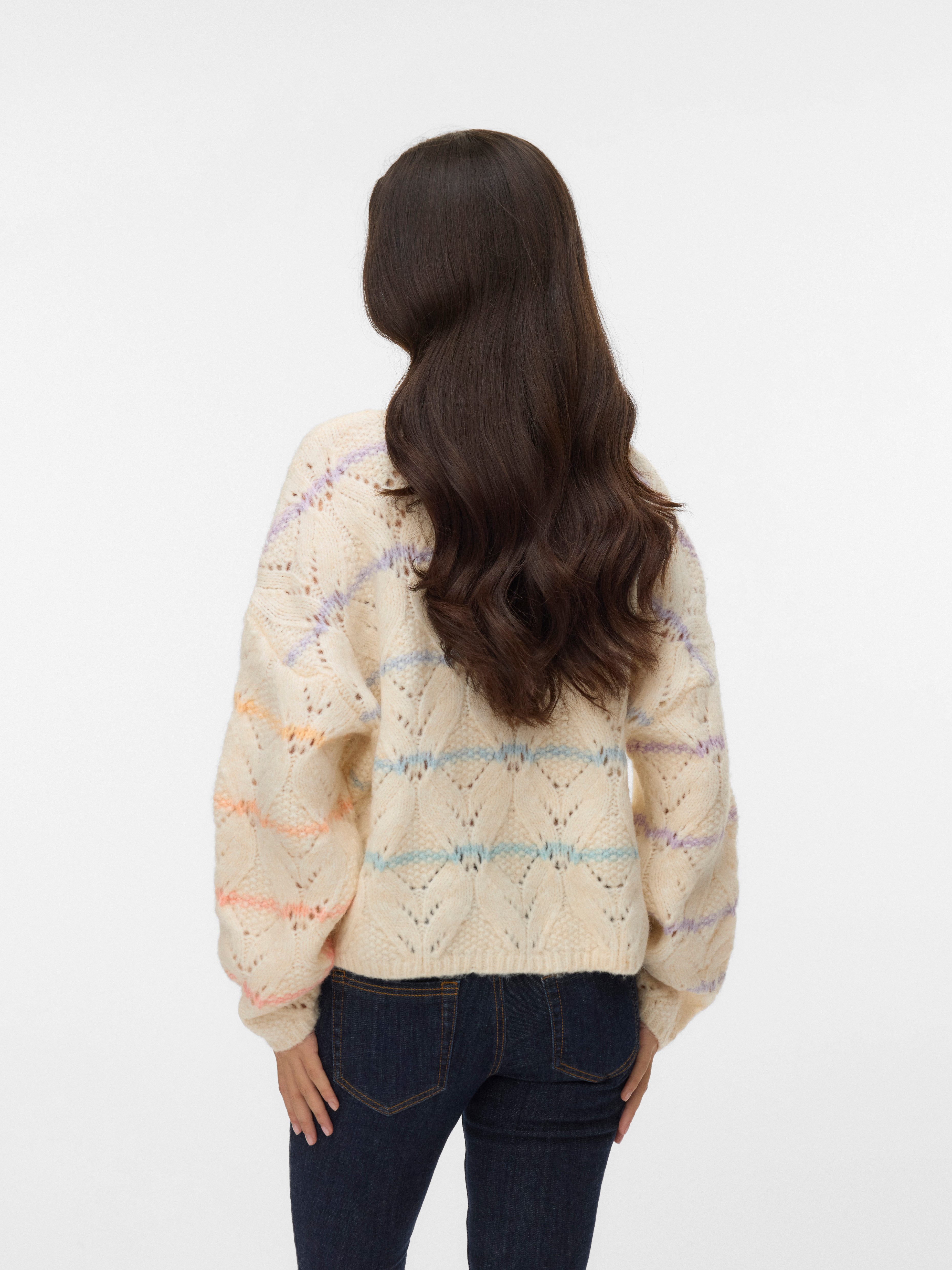 Vero Moda Strickpullover VMNEW HATTY LS O-N STITCH PULLOVER BOO mit zarten Streifen