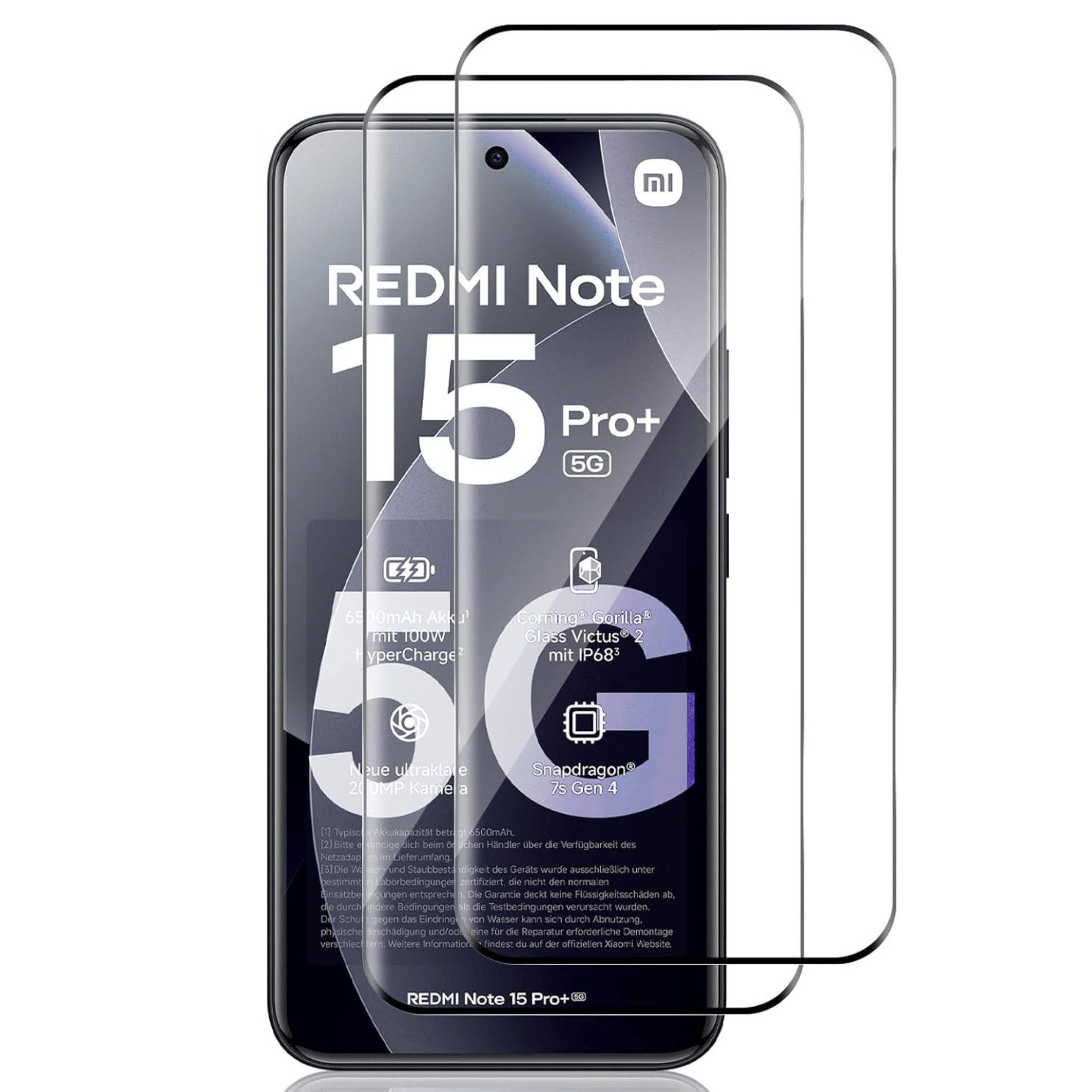 SmartUP Displayschutzglas 2X Schutzglas für Xiaomi Redmi Note 15 Pro Plus 5G Panzerfolie Screen für Xiaomi Redmi Note 15 Pro Plus 5G, 2 Stück, Rundumschutz, passgenaue Verarbeitung