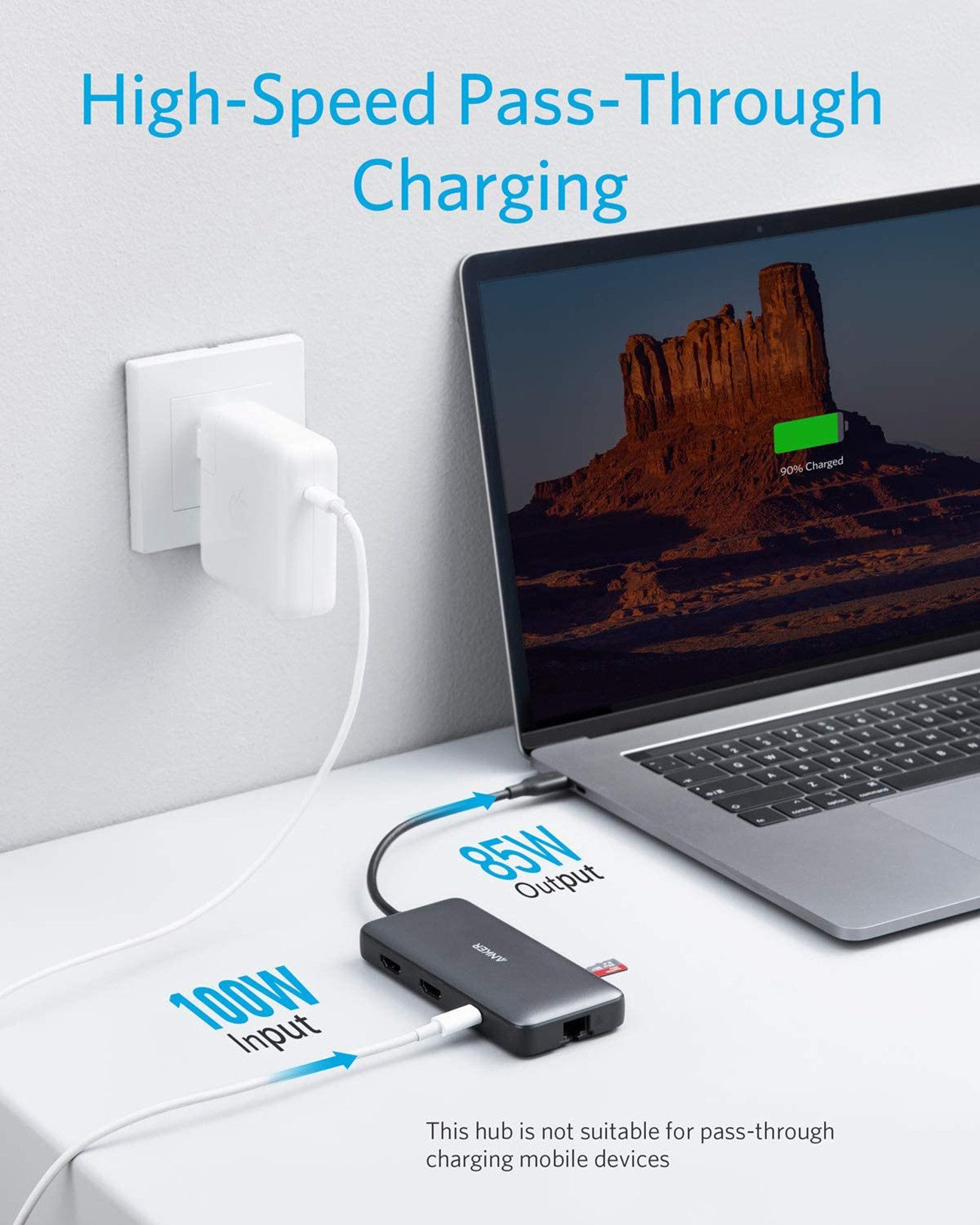 Anker Laptop-Dockingstation PowerExpand 8-in-1, 1x USB-C PD, 2x USB 3.0, 2x HDMI (4K), 1x Netzwerkanschluss