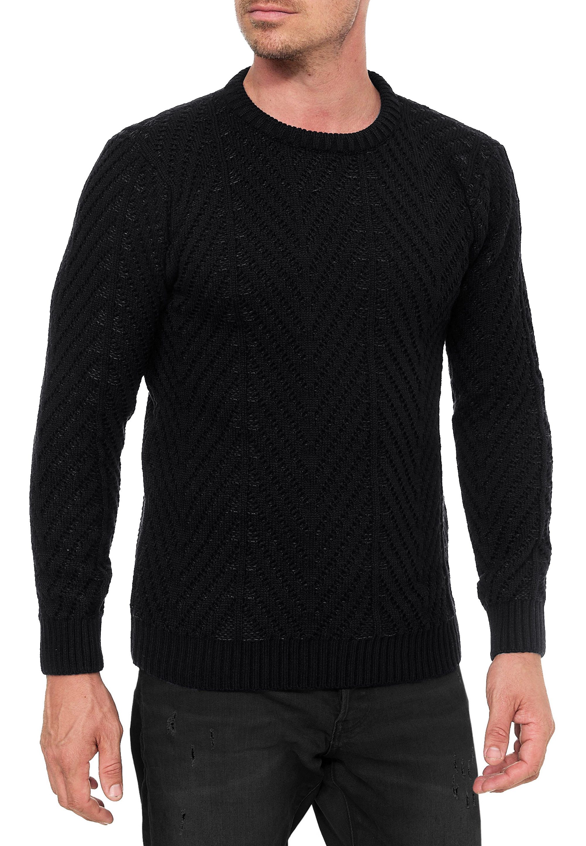 R-NEAL Rundhalspullover Strick Pullover Grobstrick Rundhals Strickpullover