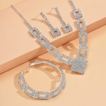 ANLÜDE Schmuckset Damen-Halskette Armband Ohrringe Set, Abschlussball, Hochzeitsschmuck (4-tlg)