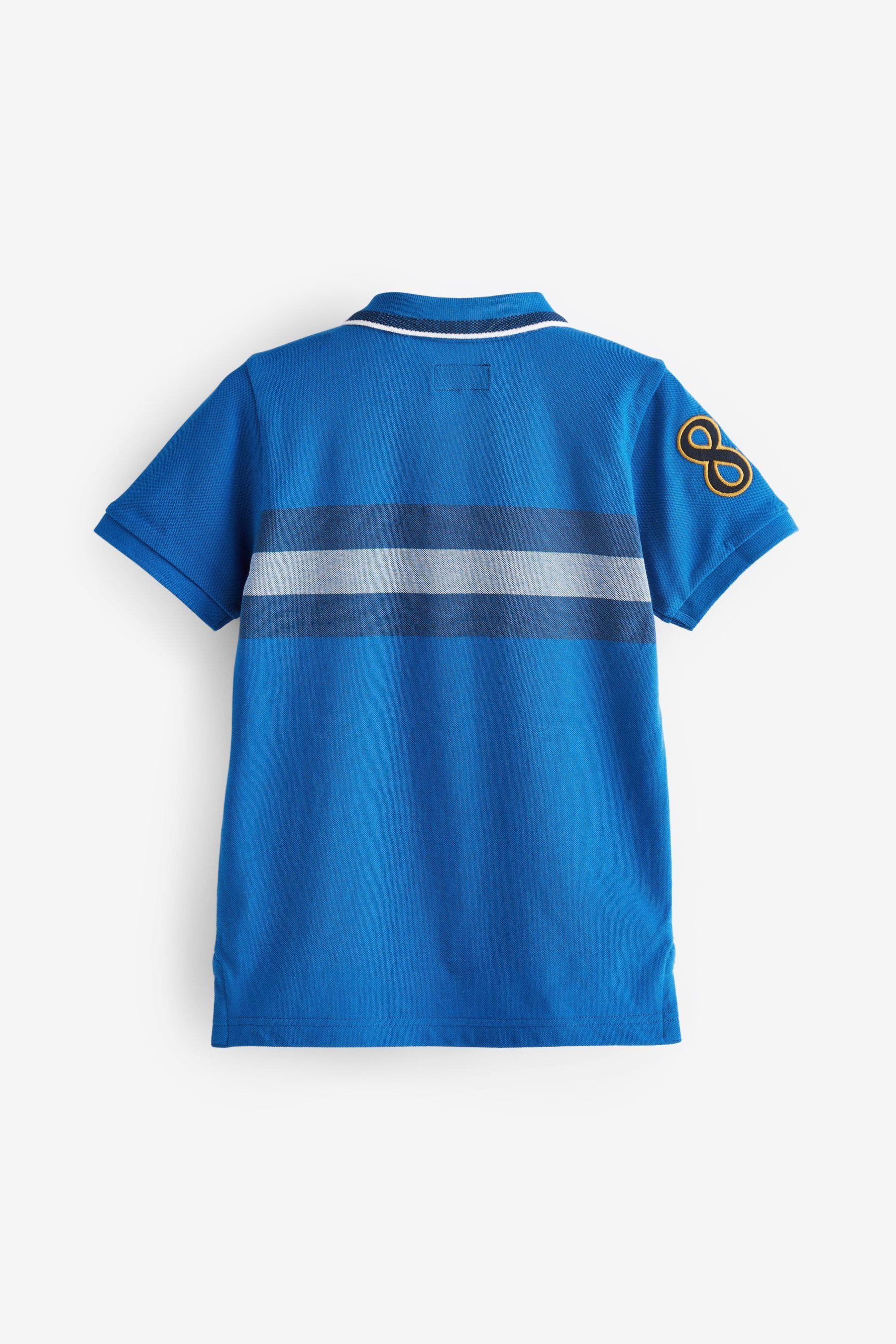 Polo-Shirt Chest Kurzärmeliges Poloshirt mit Next (1-tlg) Stripe Blockfarben Blue