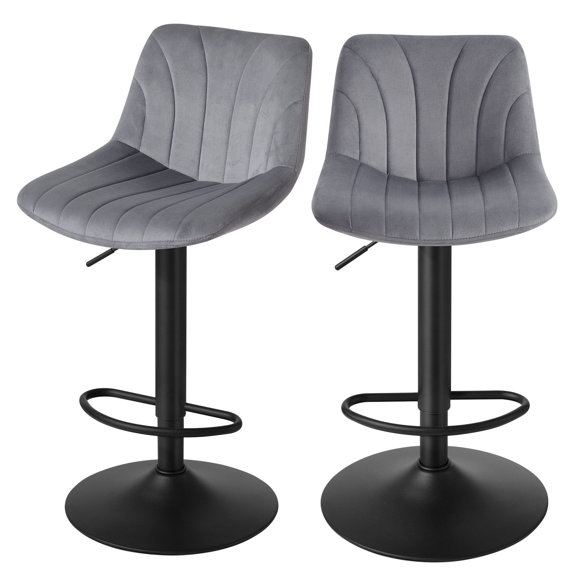 VASAGLE Barhocker Barstuhl, Küchenhocker, höhenverstellbar, um 360° drehbar (2 St., 2er Set), 46,5 x 43 x (88-108) cm (T x B x H), für Esszimmer, Küche