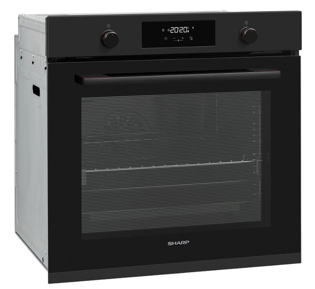 Sharp Backofen 78 Liter Pyrolyse Funktion LED-Display 1-fach Vollauszug K-71P28BNH-EU, mit 1-fach Vollauszug