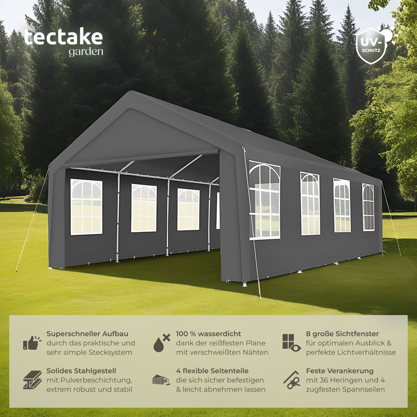 tectake Pavillon Partyzelt, mit 4 Seitenteilen, günstig online kaufen