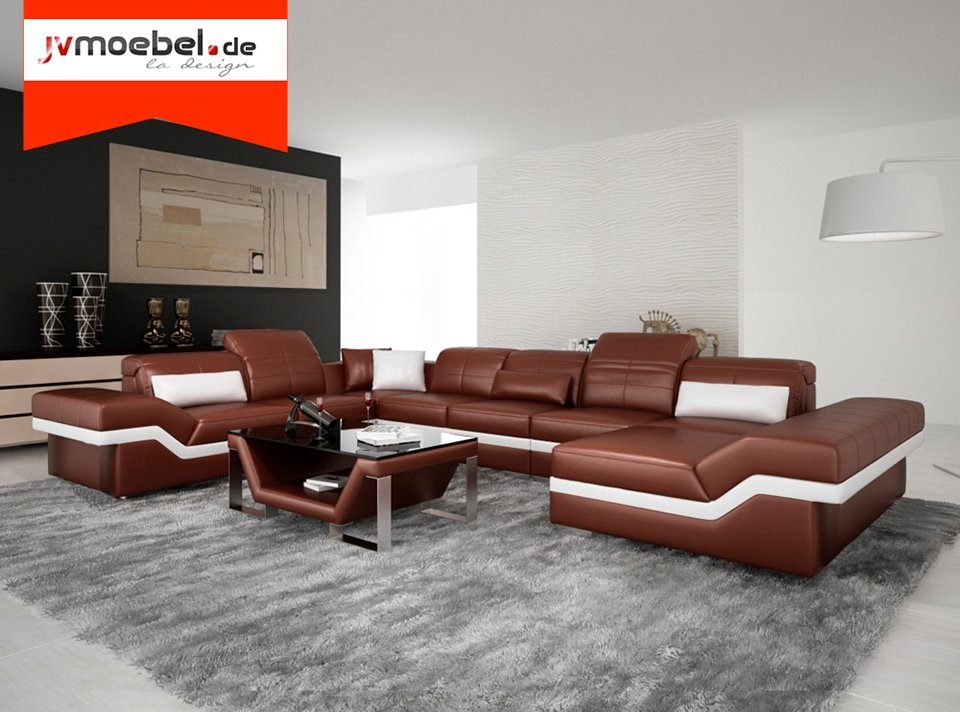 JVmoebel Ecksofa, LEDERSOFA XXL WOHNLANDSCHAFT ECKSOFA DESIGN SOFA COUCH ECKCOUCH