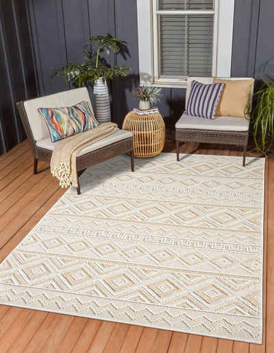 Teppich MY-RUG Outdoor-Teppich "Arya" 150x80 cm, beige, Wohnando, rechteckig, Höhe: 8 mm, im schönem Boho-Stil, Sisal-Optik, weich, für Garten und Balkon