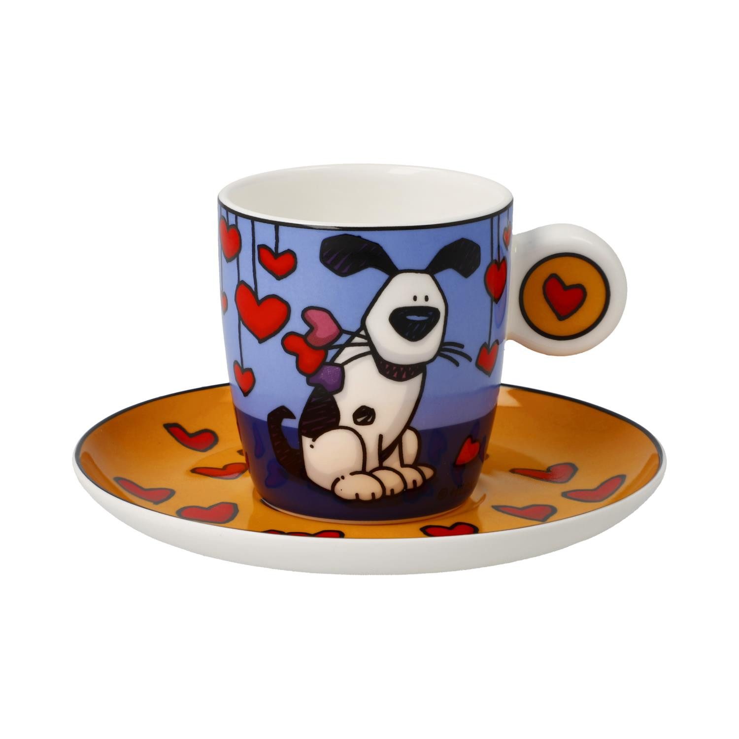 Goebel Tasse Ed Heck, Porzellan, Höhe: 11cm, Farbe: Blau, Motiv: Hund