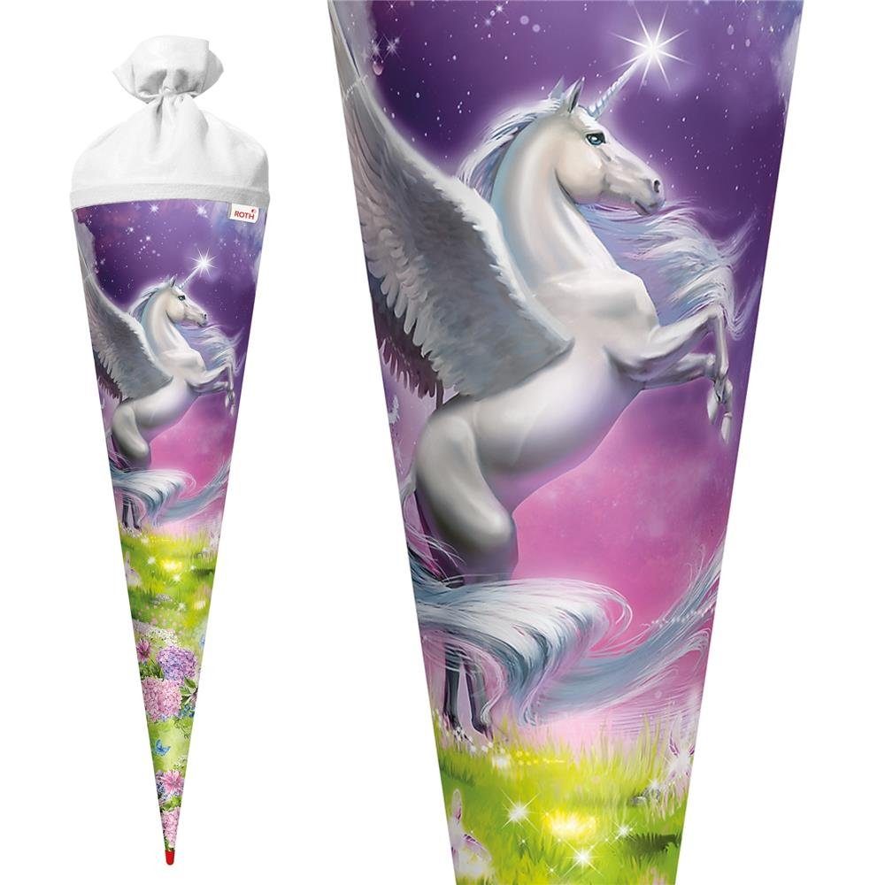 Roth Schultüte Magic Pegasus, 70 cm, rund, mit weißem Filzverschluss, Rot(h) Spitze