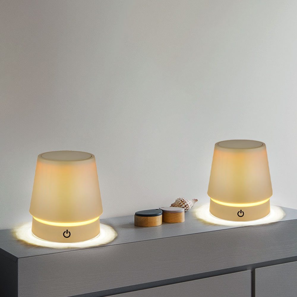 GLOBO LIGHTING Schreibtischlampe, LED-Leuchtmittel fest verbaut, Warmweiß, 2x Tischlampe Tischleuchte Nachttischleuchte Touchdimmer stufenlos