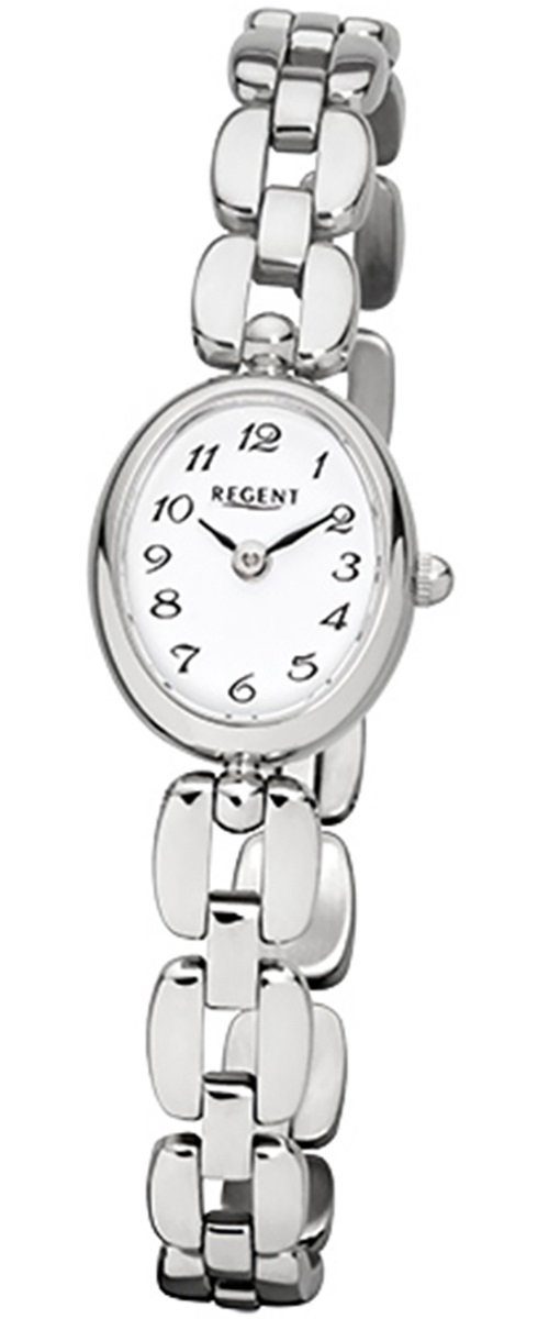 19x16mm), Analog Damen-Armbanduhr oval, Armbanduhr Quarzuhr Regent Damen Edelstahlarmband F-966, (ca. klein Regent silber