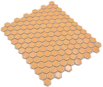 Mosani Mosaikfliesen Keramikmosaik Mosaikfliesen ockerorange glänzend / 10 Mosaikmatten