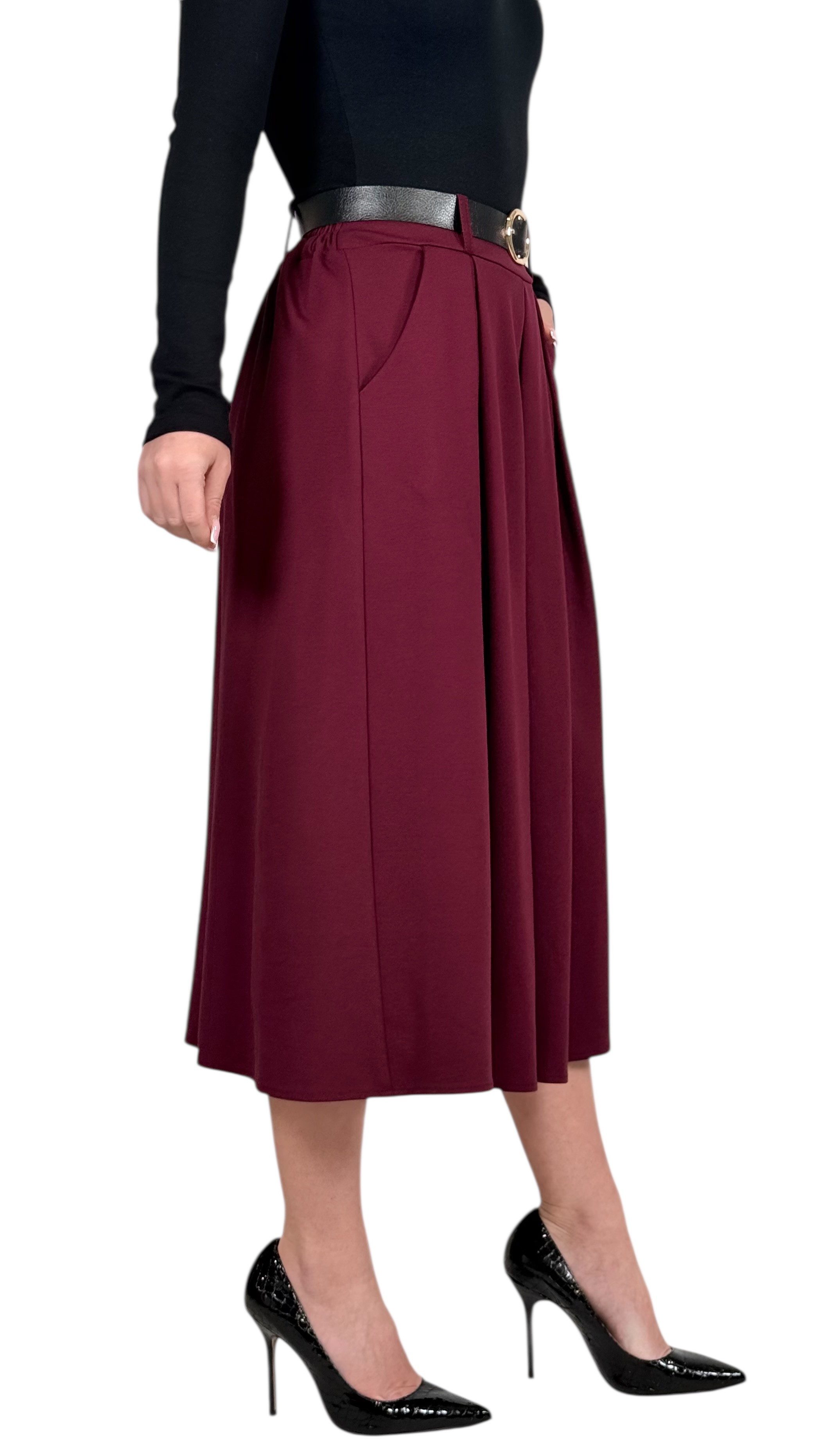 Mississhop A-Linien-Rock A-Linien-Rock Eleganter Faltenrock mit Gürtel – mittellang Gr. 38-40