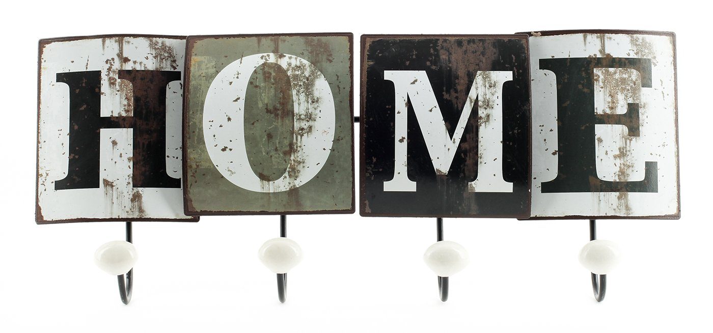 Levandeo® Garderobe, Wandgarderobe aus Metall Schriftzug Home Vintage 46x18x6cm