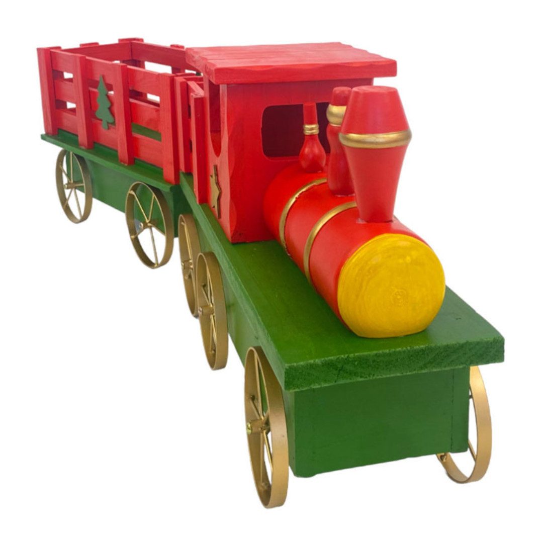 abc HOME Pflanzkübel Eisenbahn, Holz, 2tlg., groß, weihnachtlich (2-teilig)