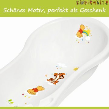 KiNDERWELT Babybadewanne Babywanne Winnie Pooh perlweiß + Badewannenständer, (2er Set)