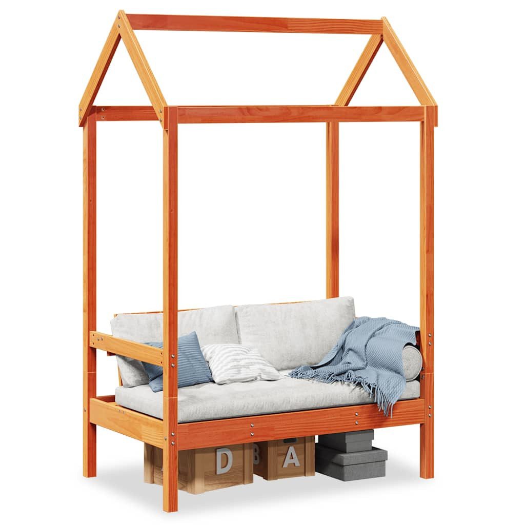 vidaXL Sitzbank Bank mit Dach Wachsbraun 117,5x70x176,5 cm Massivholz Kiefer – Bild 2 von 5