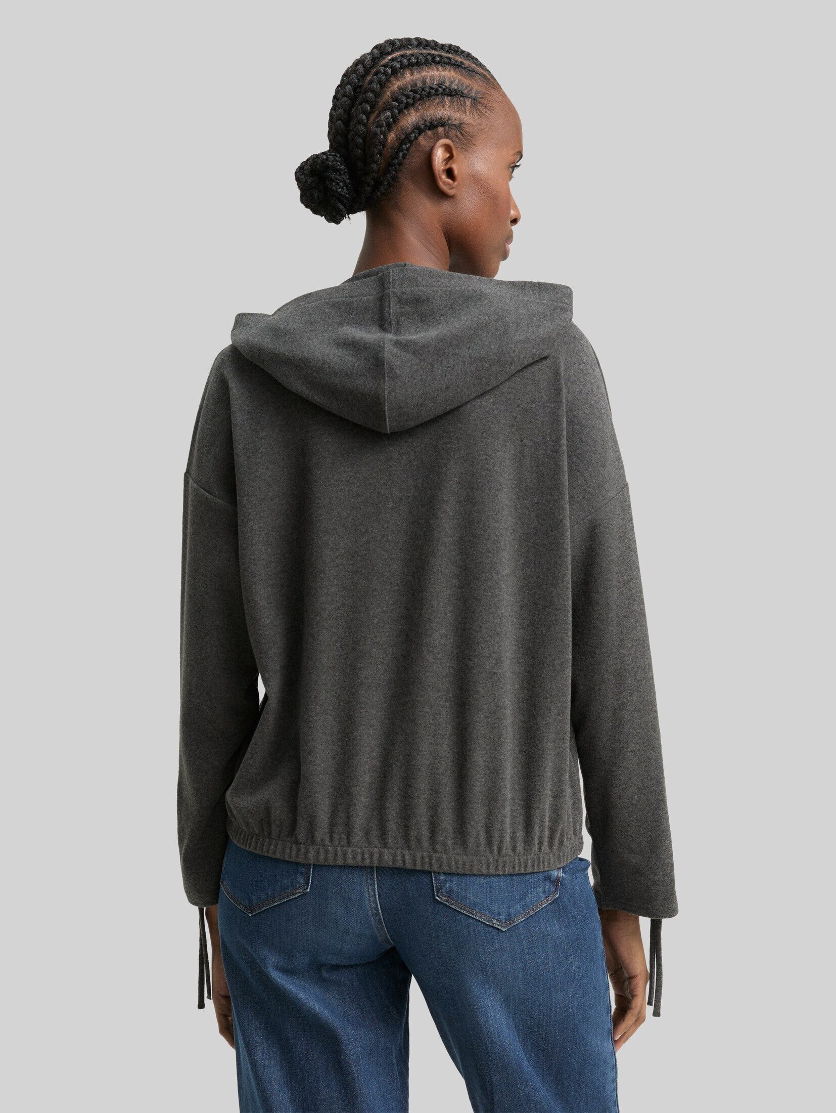TOM TAILOR Denim Langarmshirt T-Shirt Loose Fit Langarmshirt mit Kapuze