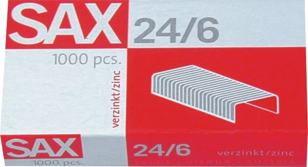 SAX Heftklammer Heftklammern 24/6 verzinkt VE=1000 Stück.
