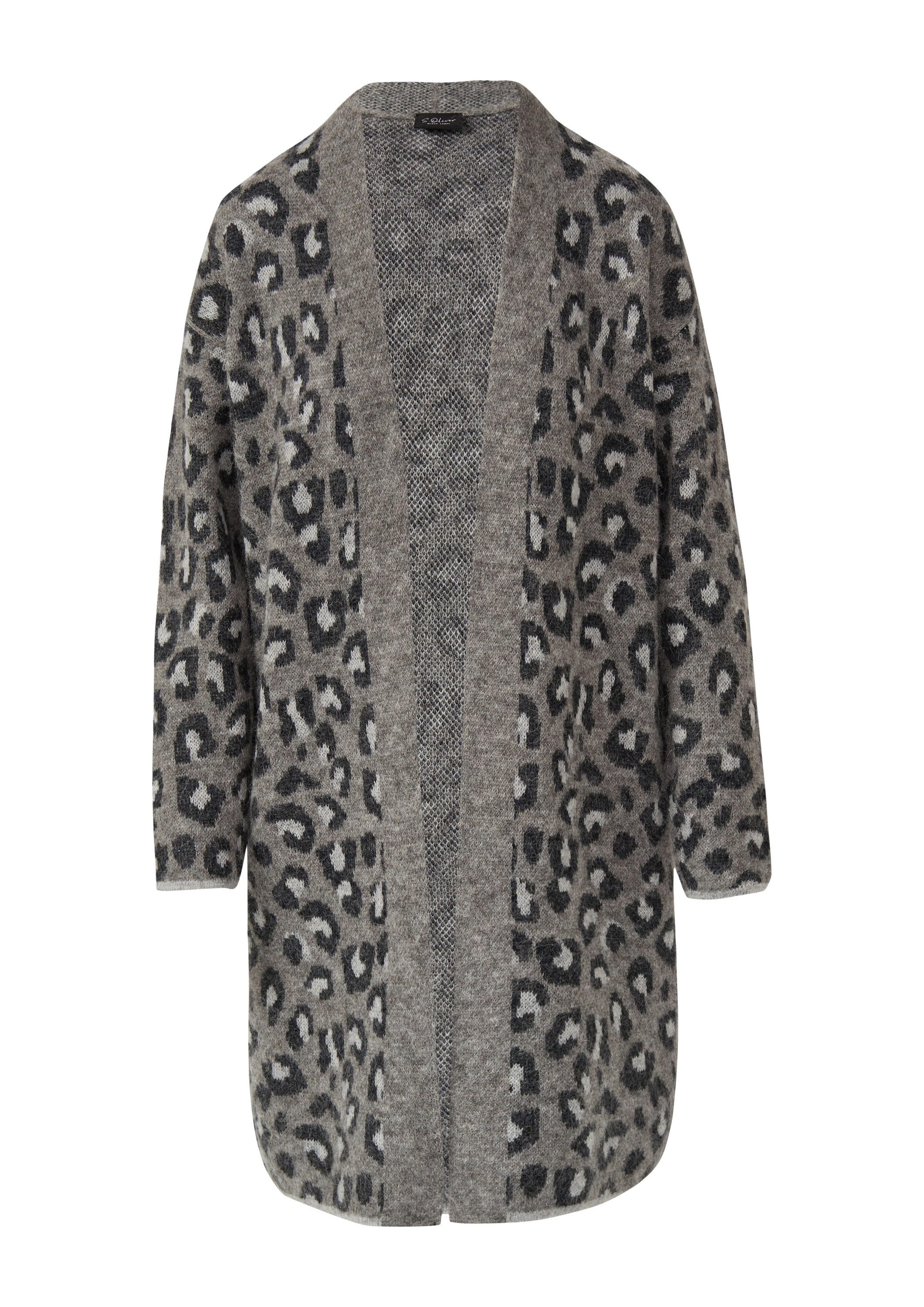 s.Oliver Cardigan Strickjacke Long-Cardigan im Relaxed Fit mit Leo-Print günstig online kaufen