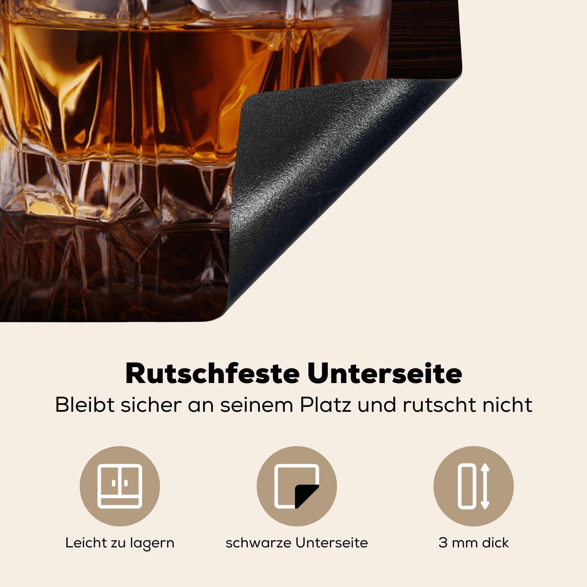 MuchoWow Herdblende-/Abdeckplatte Induktionsschutz Vinyl, Ceranfeldabdeckung Spirituosen Alkohol, Arbeitsfläche tlg), - Mobile nutzbar, (1 Whiskey - 70x52 cm, 