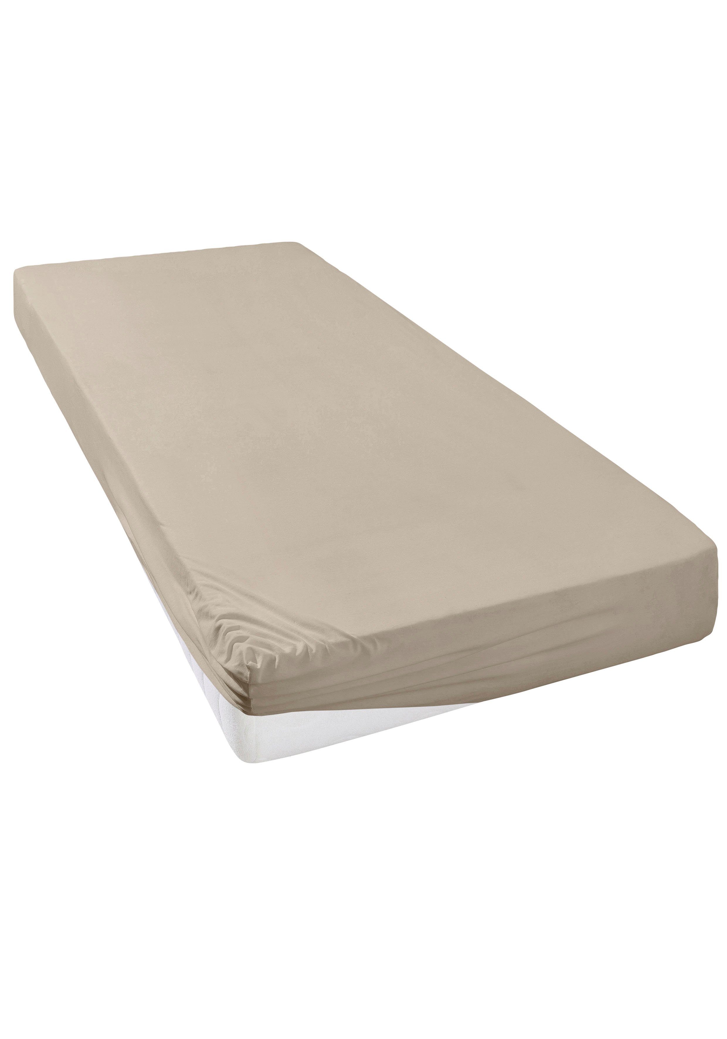 OTTO home Spannbettlaken Bettlaken Jersey, Spannbetttuch mit Baumwolle, uni, Jersey, Gummizug: rundum, (1 Stück), für Matratzen bis 18cm Höhe, Spannbettlaken, Baumwollmischung