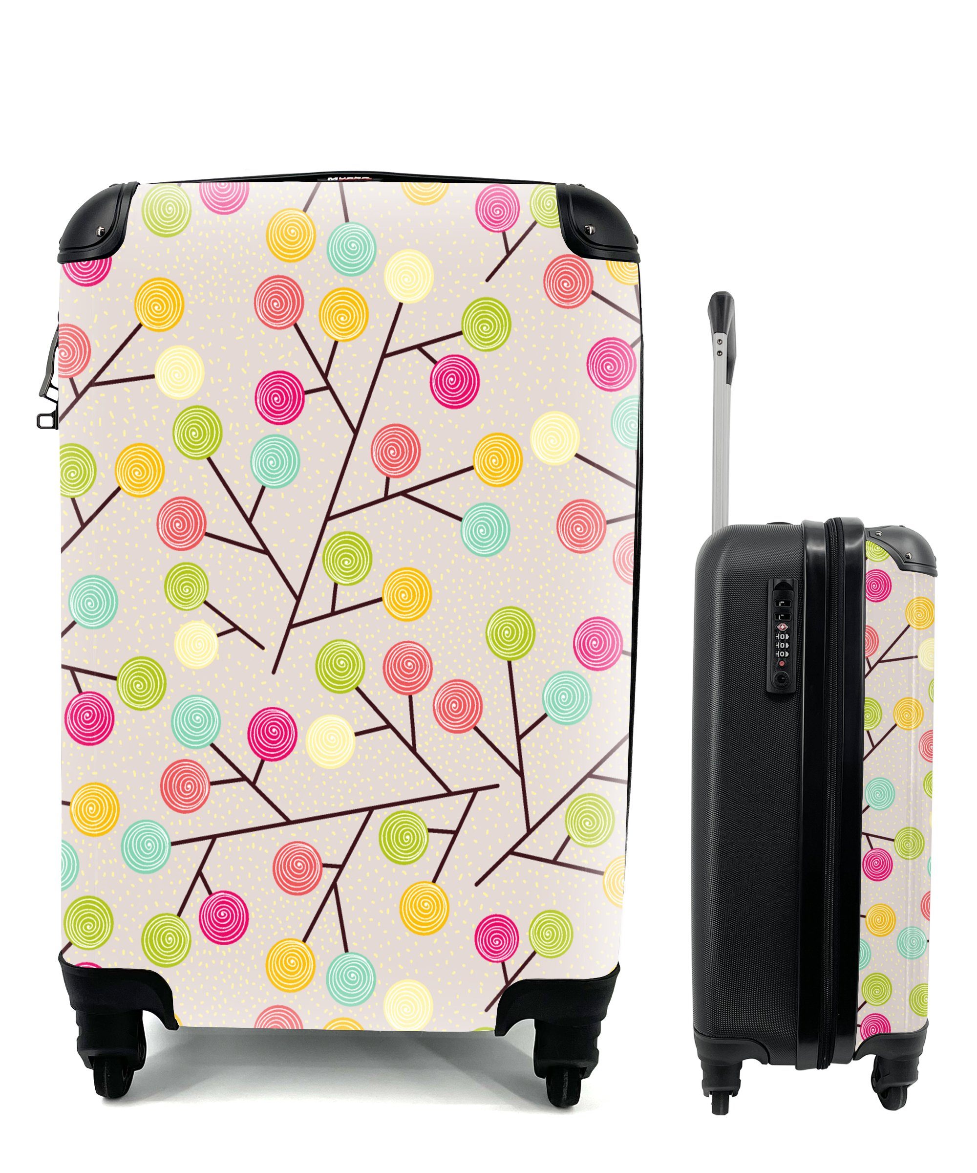 MuchoWow Handgepäckkoffer Reisetasche Trolley, für Reisekoffer Baum - rollen, Mädchen - Kinder Mädchen Ferien, - Rosa Muster - Rollen, mit Lutschbonbon - -, - 4 Handgepäck