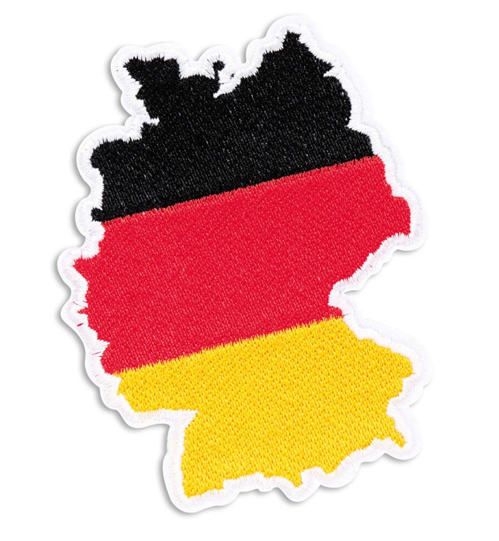 Fries Aufnäher Bügelbild Deutschland Fan WM EM Fußball XXL 4 Motive Schwarz Rot Gold, Deutschland Karte, Hohe Qualität