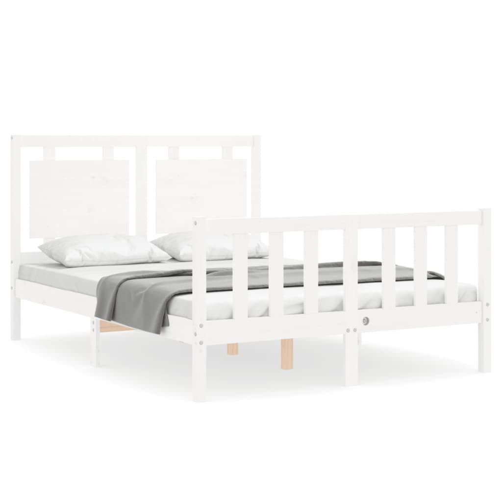vidaXL Bett Massivholzbett mit Kopfteil Weiß günstig online kaufen