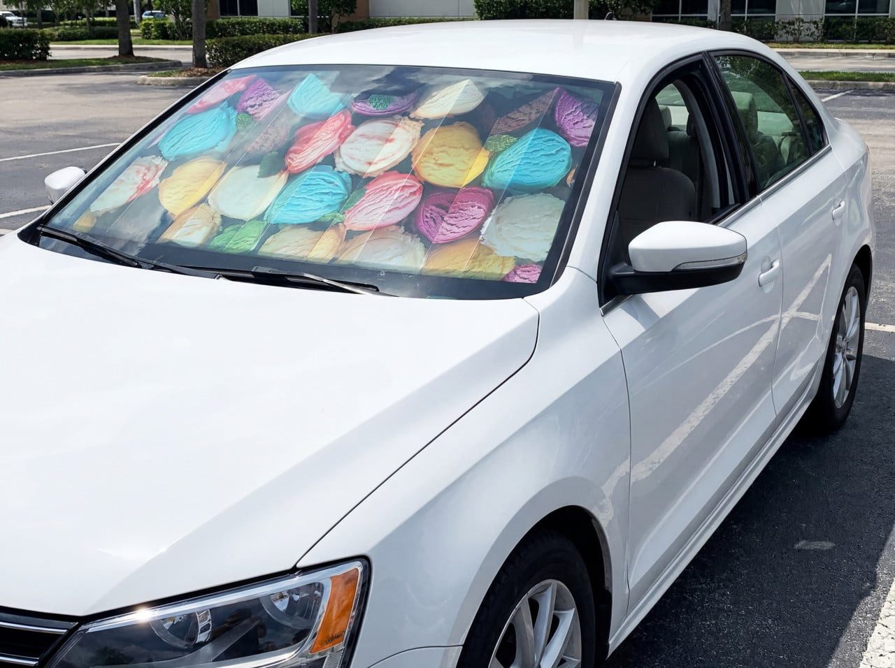 Cartrend Autosonnenschutz Cartrend Sonnenschutz faltbar Pappe mit Eiskugeln