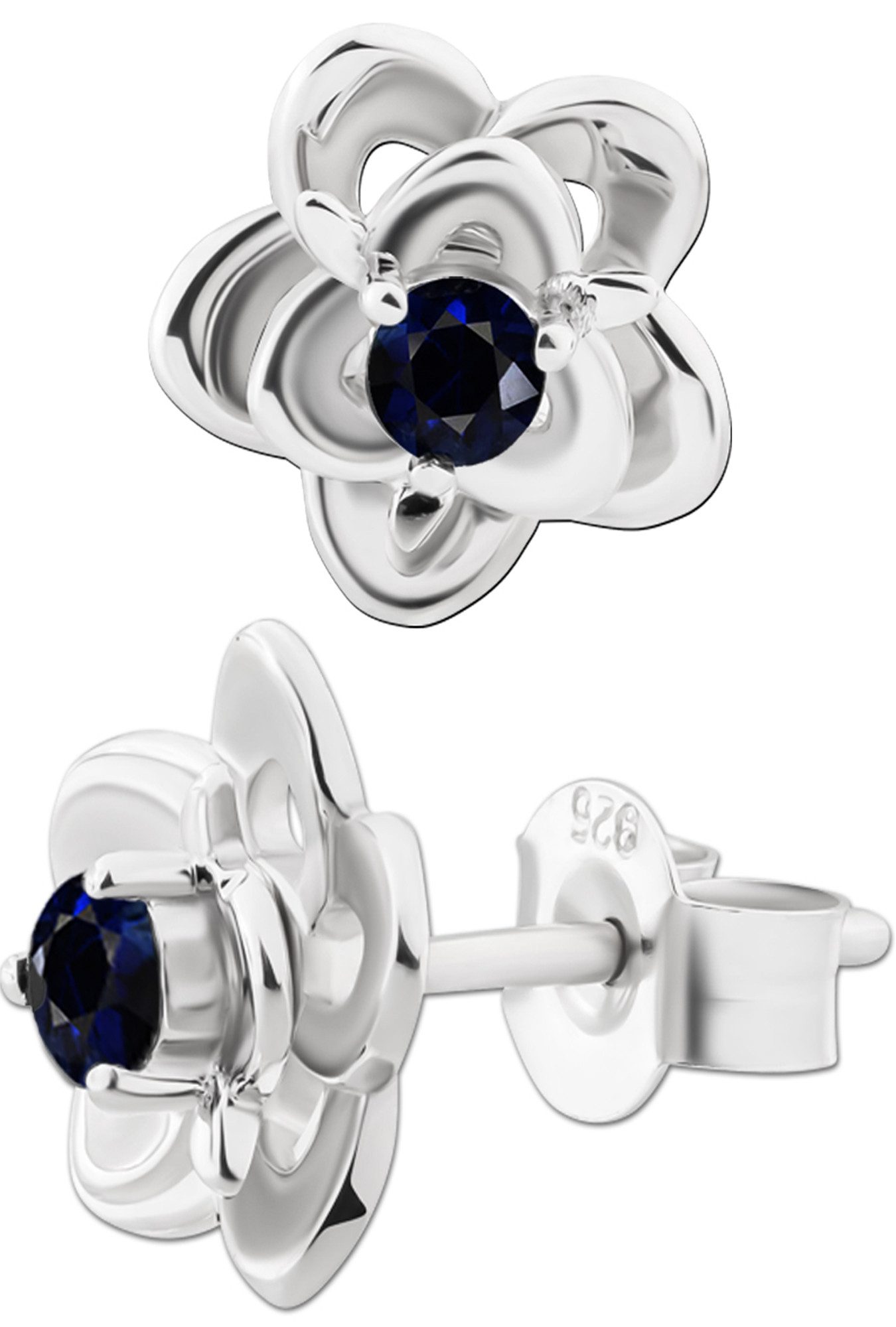 Limana Paar Ohrstecker echter Saphir Edelstein Blume 925 Silber blaue Ohrri günstig online kaufen